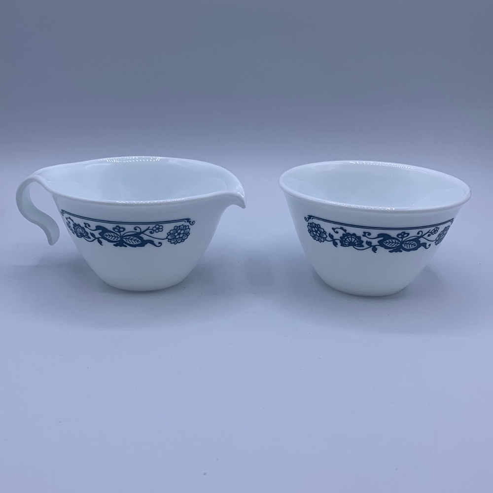 Corelle Old Town Blue pattern Blue Onion Blue Floral Foliage Creamer Sugar Bowls